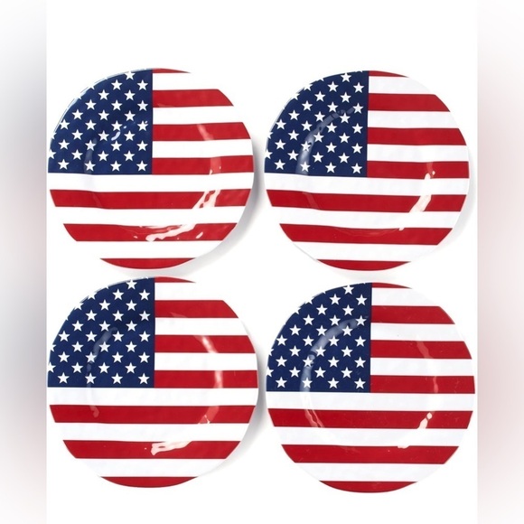 THE LAKESIDE COLLECTION NON BREAKABLE MELAMINE PLATE AMERICANO PLATES SET OF 4 - Picture 1 of 6